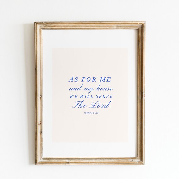 As For Me And My House Scripture Print Wall Art Trendy Decor Abstract Vintage Painting Typography Christian Art