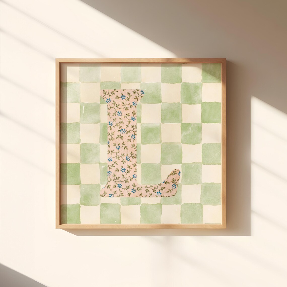 L Square Initial Print, Personalized Watercolor Gift - Image 2