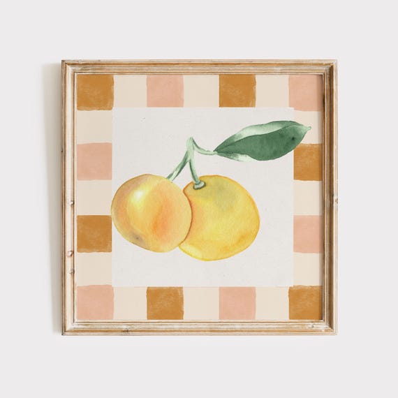 Valencia Orange Watercolor Print Wall Art Trendy Decor Illustration Living Room Nursery Kitchen Fruit Painting