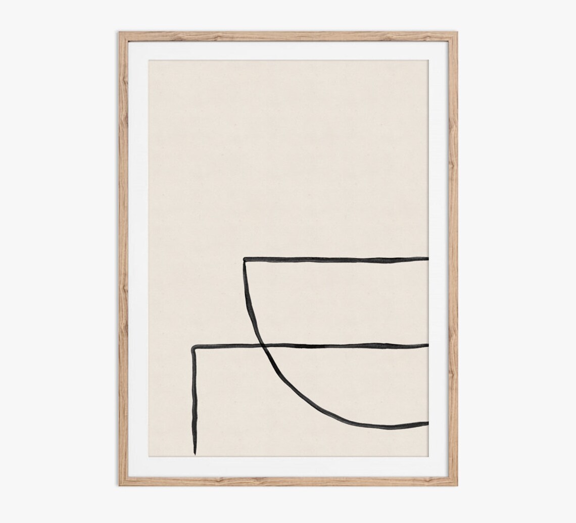 Bowl On A Table, Minimal Abstract Line Drawing