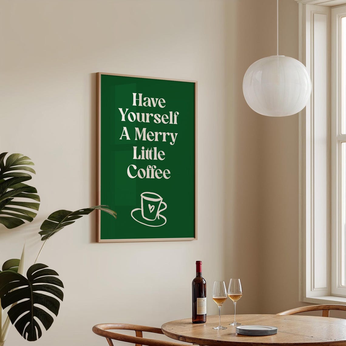 Have Yourself A Merry Little Coffee Green Typography Kitchen Poster - Image 2