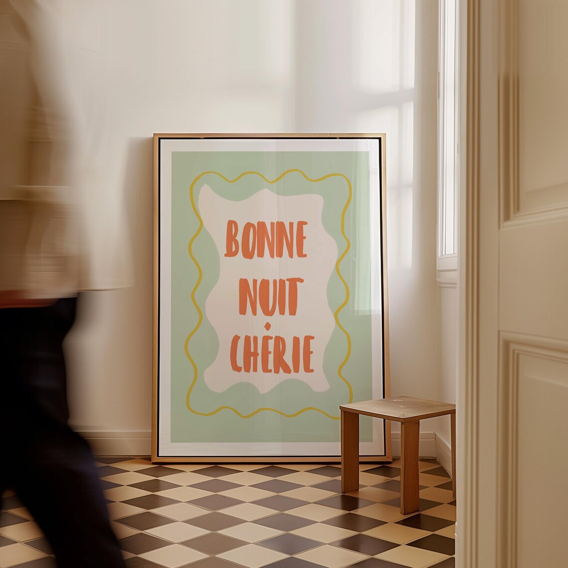 Bonne Nuit Cherie French Goodnight Quote Pastel Bedroom Decor Poster - Image 4