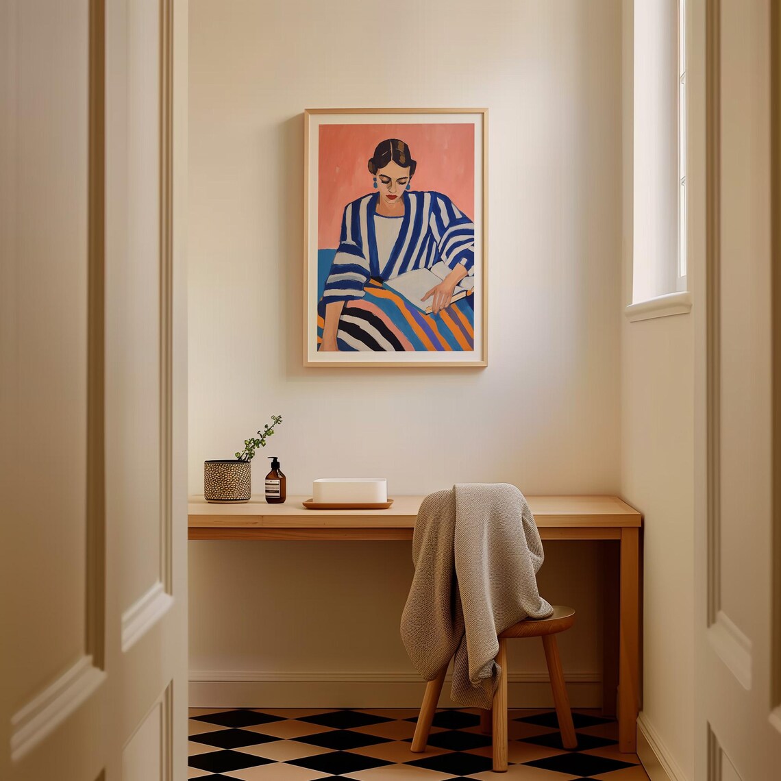 Woman Reading Art Print, Nordic Minimalist Decor - Image 2