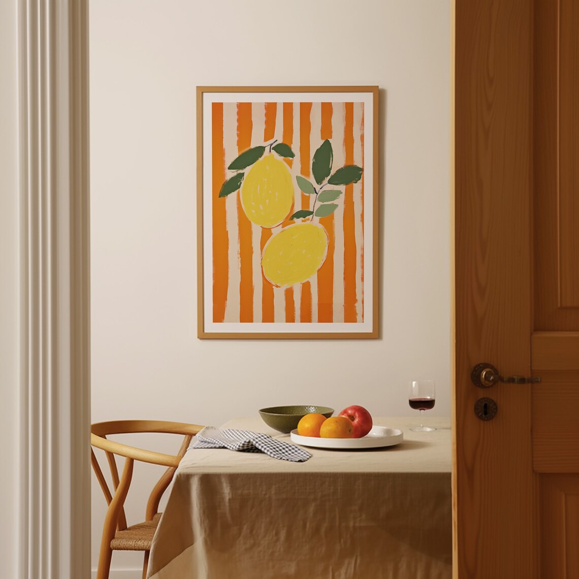 Lemons and Stripes Art Print, Kitchen Decor - Image 4