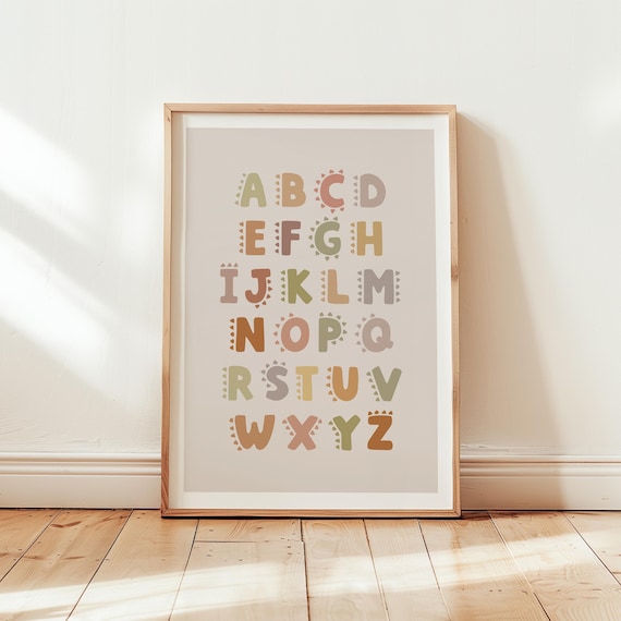 Rainbow Alphabet Poster, Educational Nursery Decor