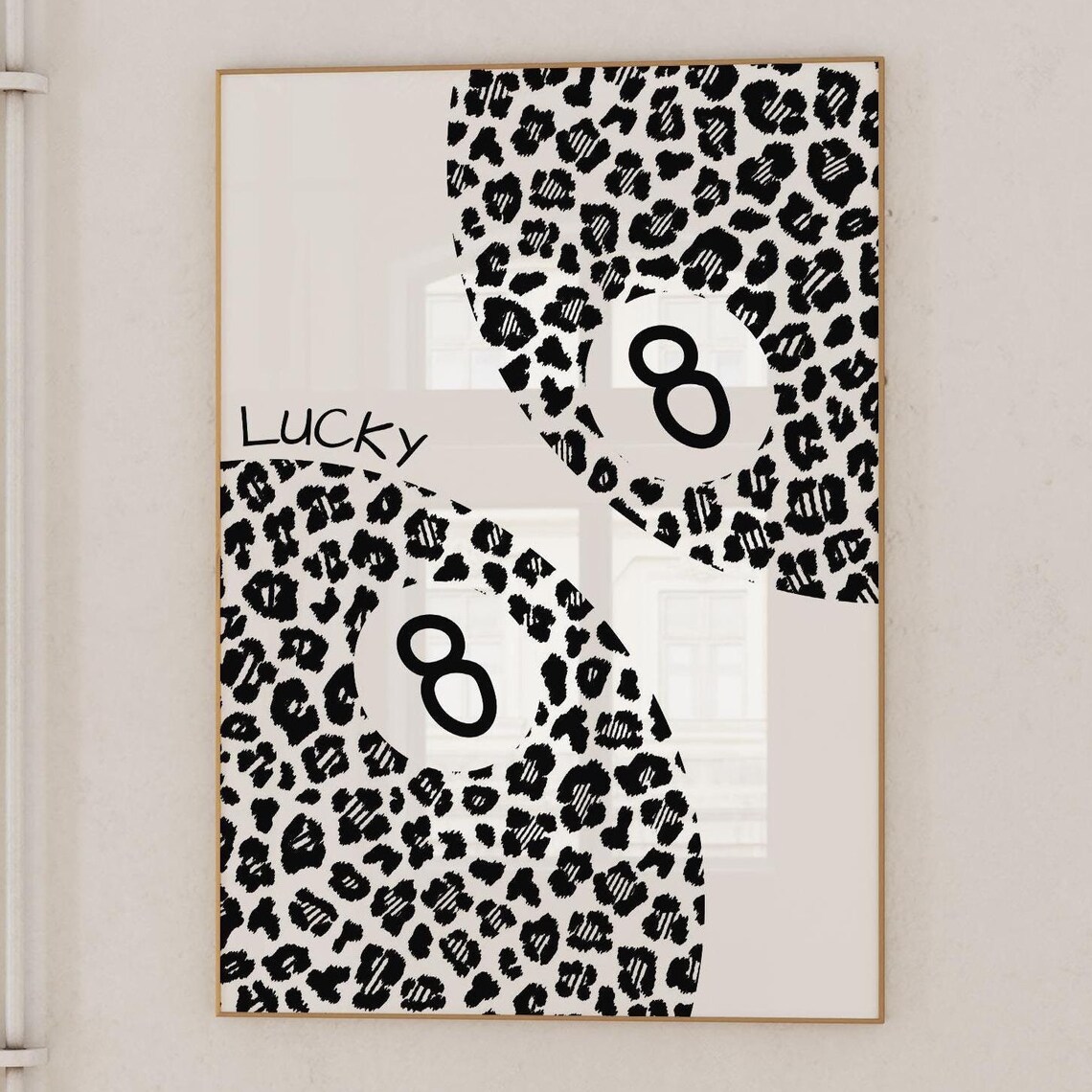 Lucky 8 Ball Leopard Motif Yin Yang Style Lucky Quote Art Poster