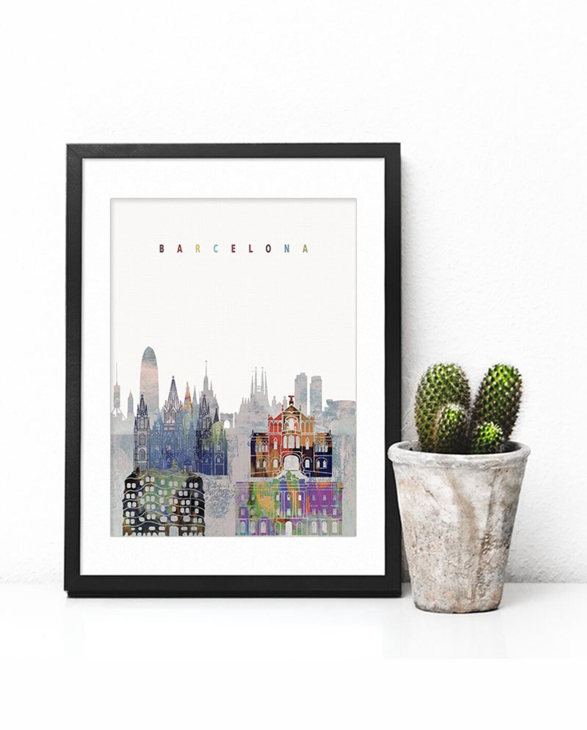 Catalan Barcelona Watercolor Skyline Gaudi Home Decor Poster - Image 2