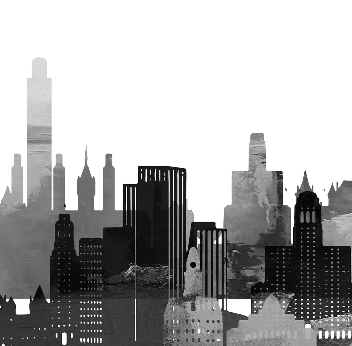 Albany Black and White Skyline Monochrome Minimalist Wall Art