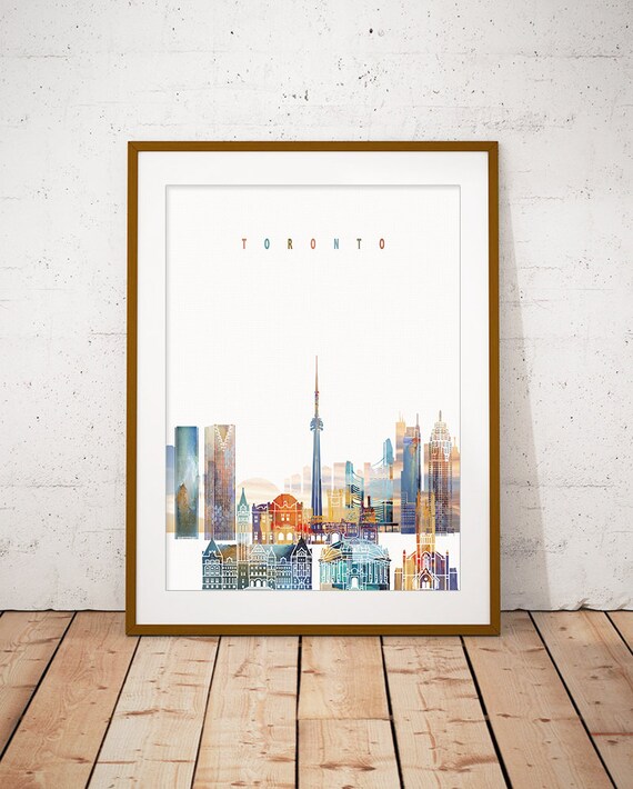 Toronto Watercolor Skyline CN Tower Modern Home Decor Poster