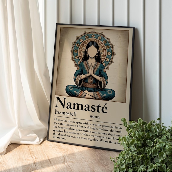 Namaste Definition Poster Yoga Wall Art Print Spiritual Meditation Decor Boho Zen Home Printable
