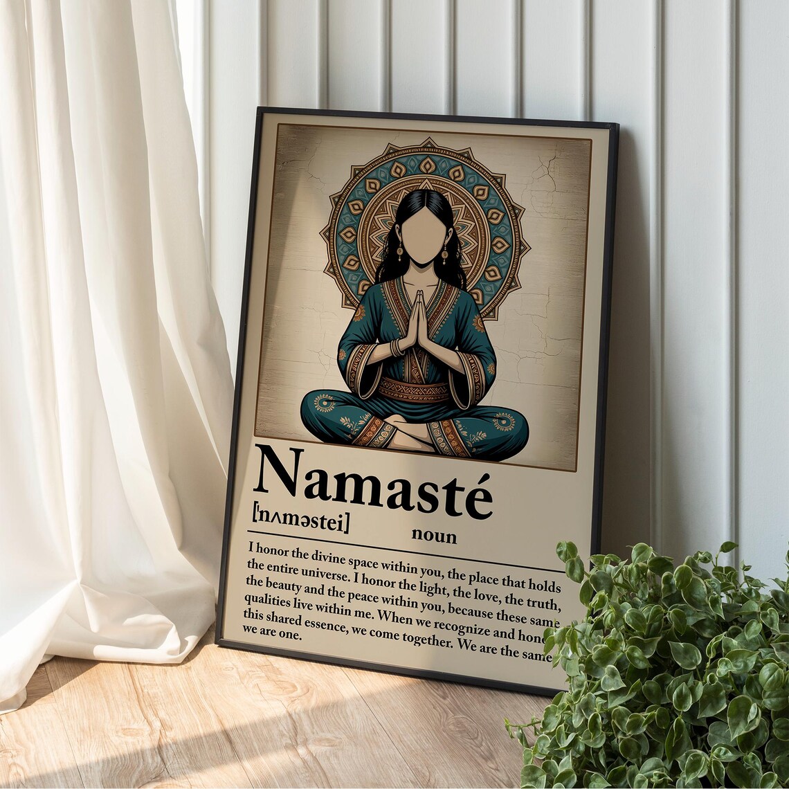 Namaste Definition Meaning Yoga Spiritual Quote Meditation Sanskrit Wall Art