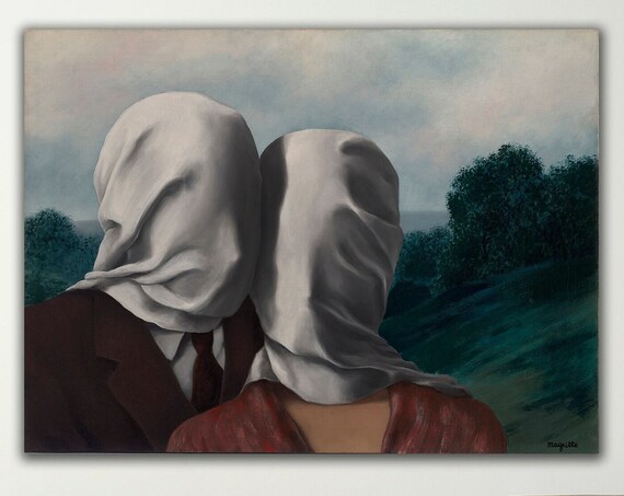 Rene Magritte The Lovers Shrouded Couple Surrealist Mystery Romance Poster
