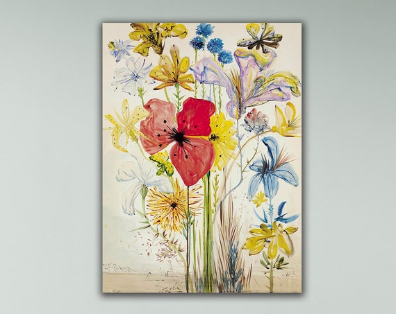 Salvador Dali Floral Canvas Wall Art Colorful Flowers Poster