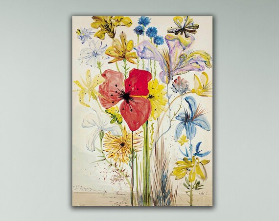 Vibrant Wildflower Bouquet Watercolor Painting Colorful Floral Art Poster