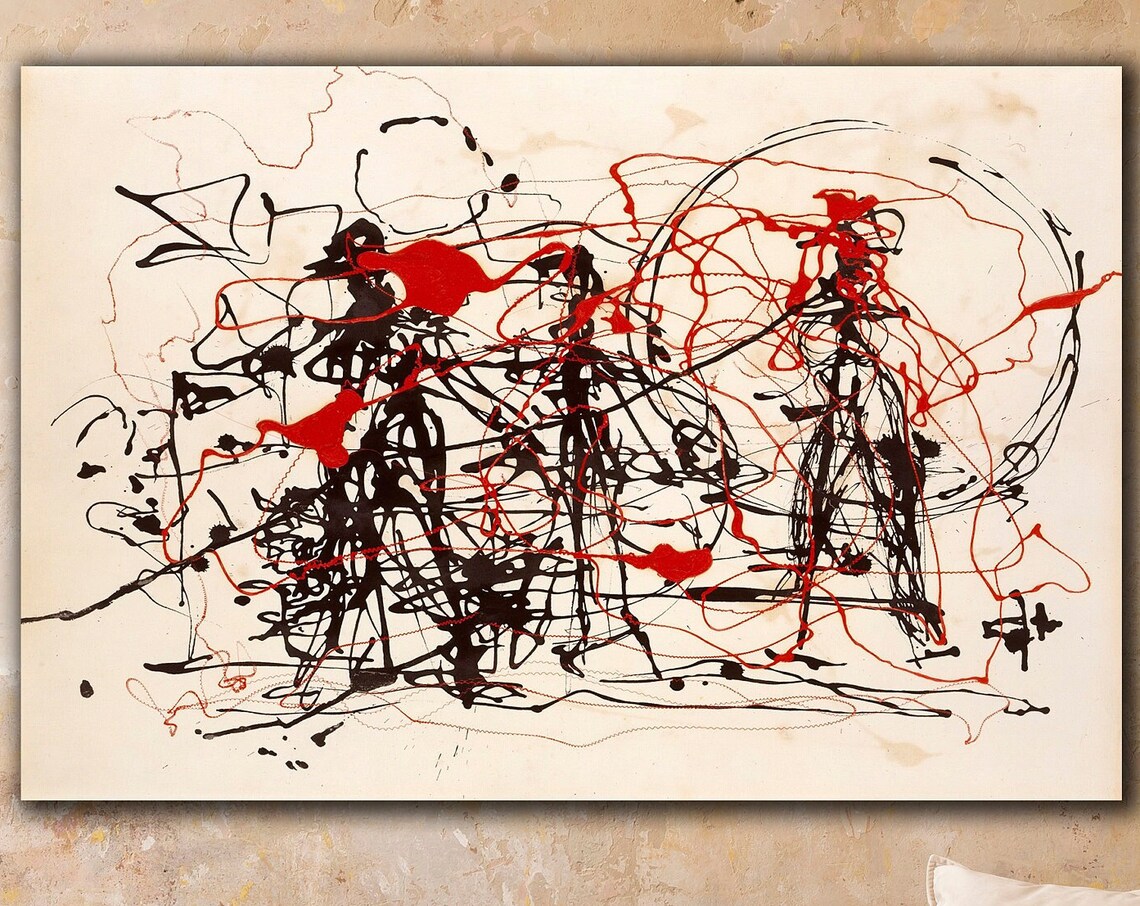 Jackson Pollock Black And Red Stripes Art Print