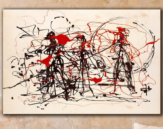 Jackson Pollock Black And Red Stripes Art Print