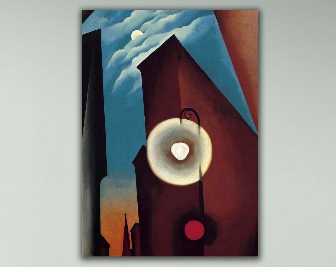 Georgia OKeeffe New York Street with Moon 1925 Modern City Night Poster