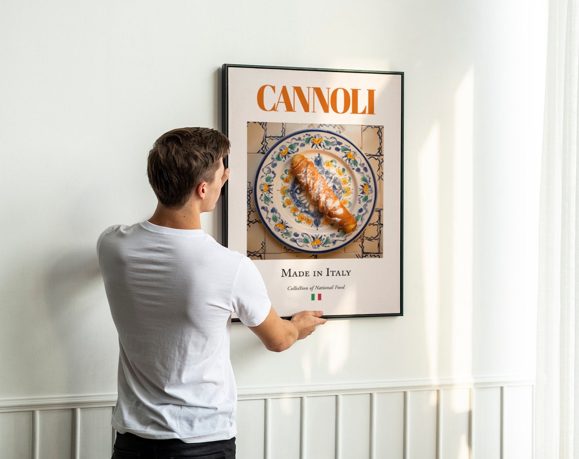 Cannoli on Maiolica Tile Plate, Italian Food Poster - Image 3