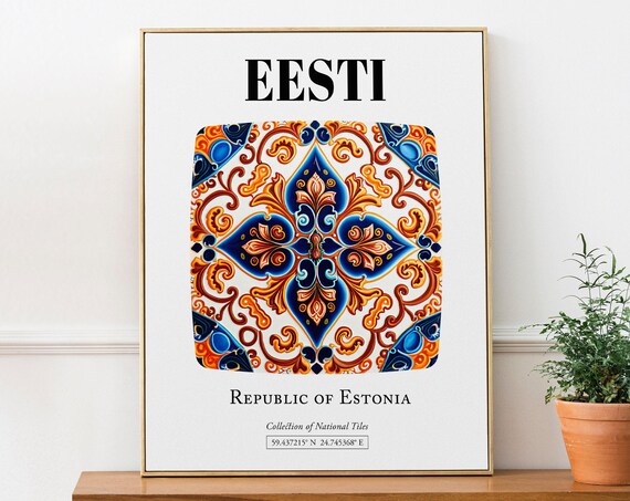 Eesti Estonia Traditional Tile Pattern Art Print