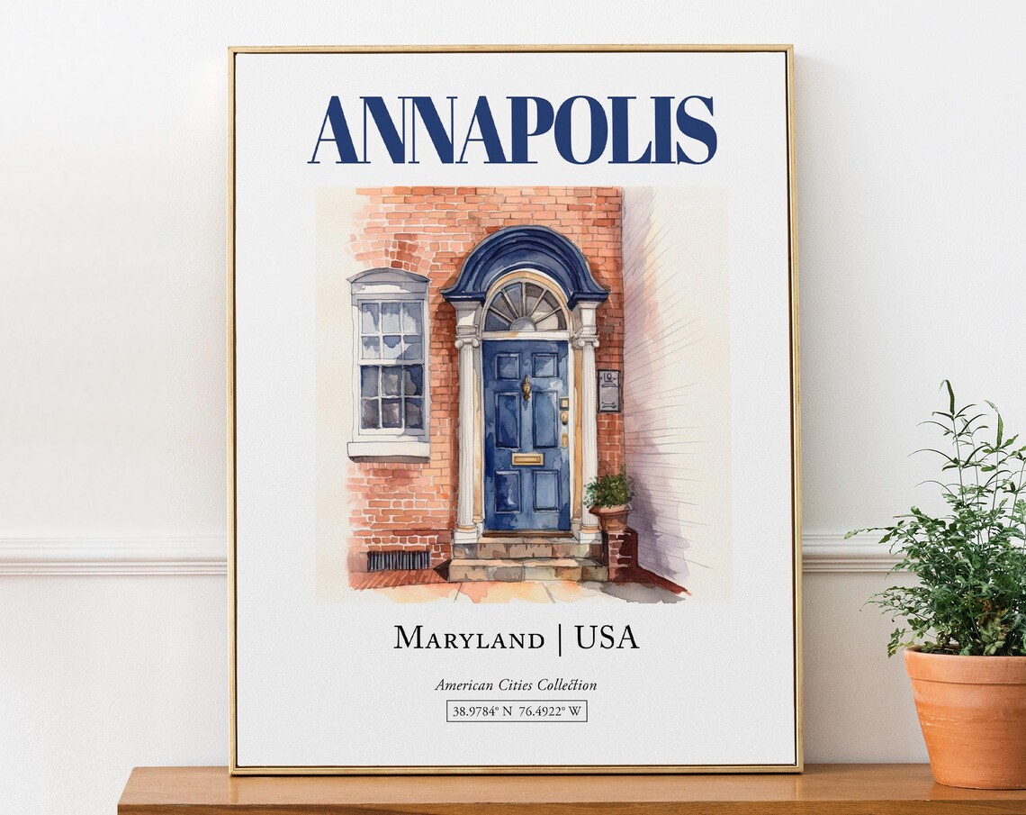 Annapolis Maryland USA Minimalist Watercolor Travel Poster