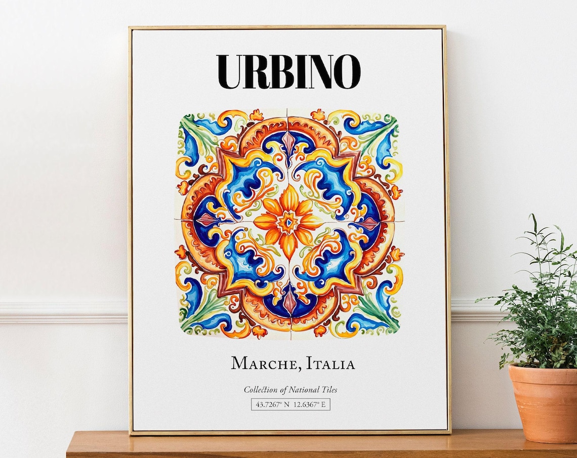 Urbino Marche Italy Traditional Tile Pattern Art Print