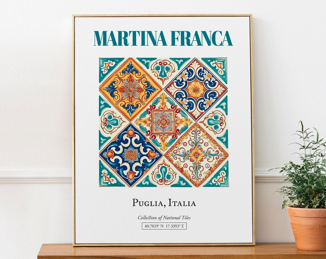 Martina Franca Puglia Italy Folk Maiolica Tile Travel Poster