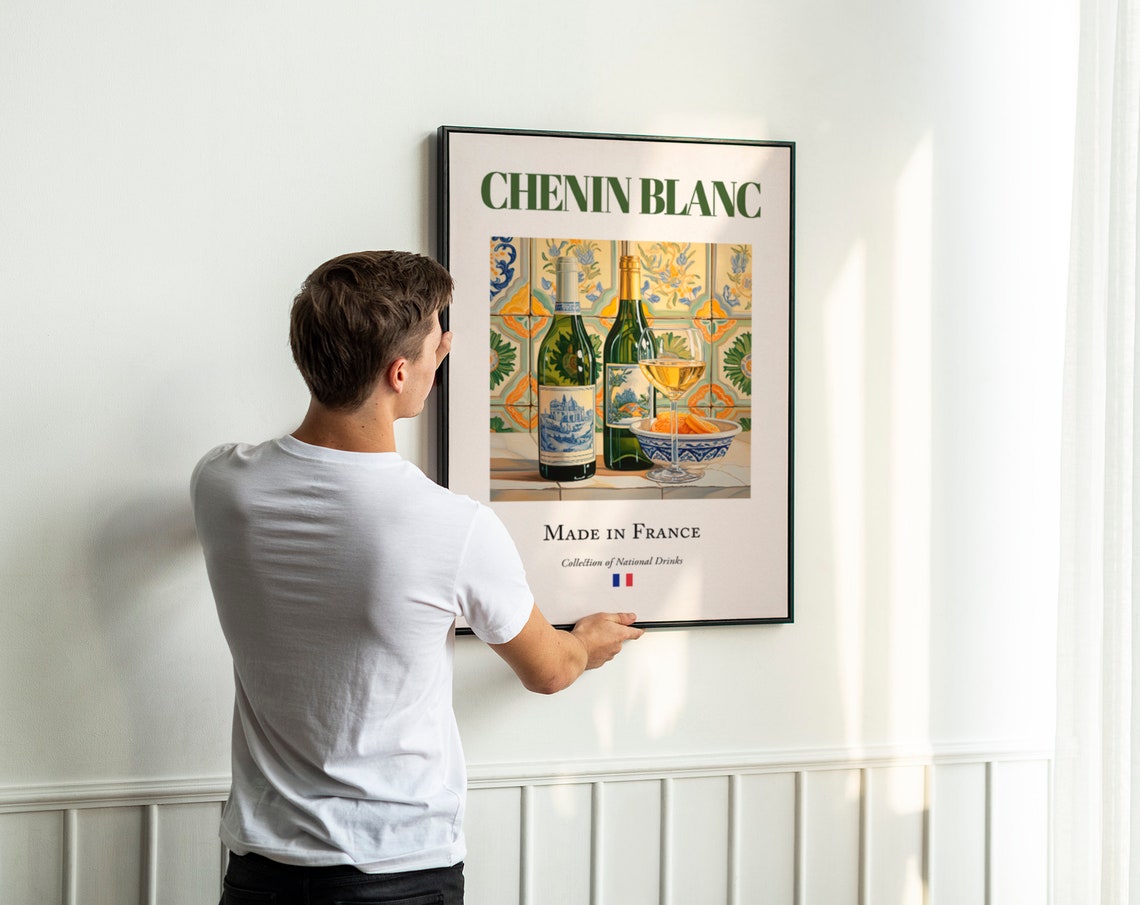 Chenin Blanc Wine On Maiolica Tile, Beverage Print - Image 3