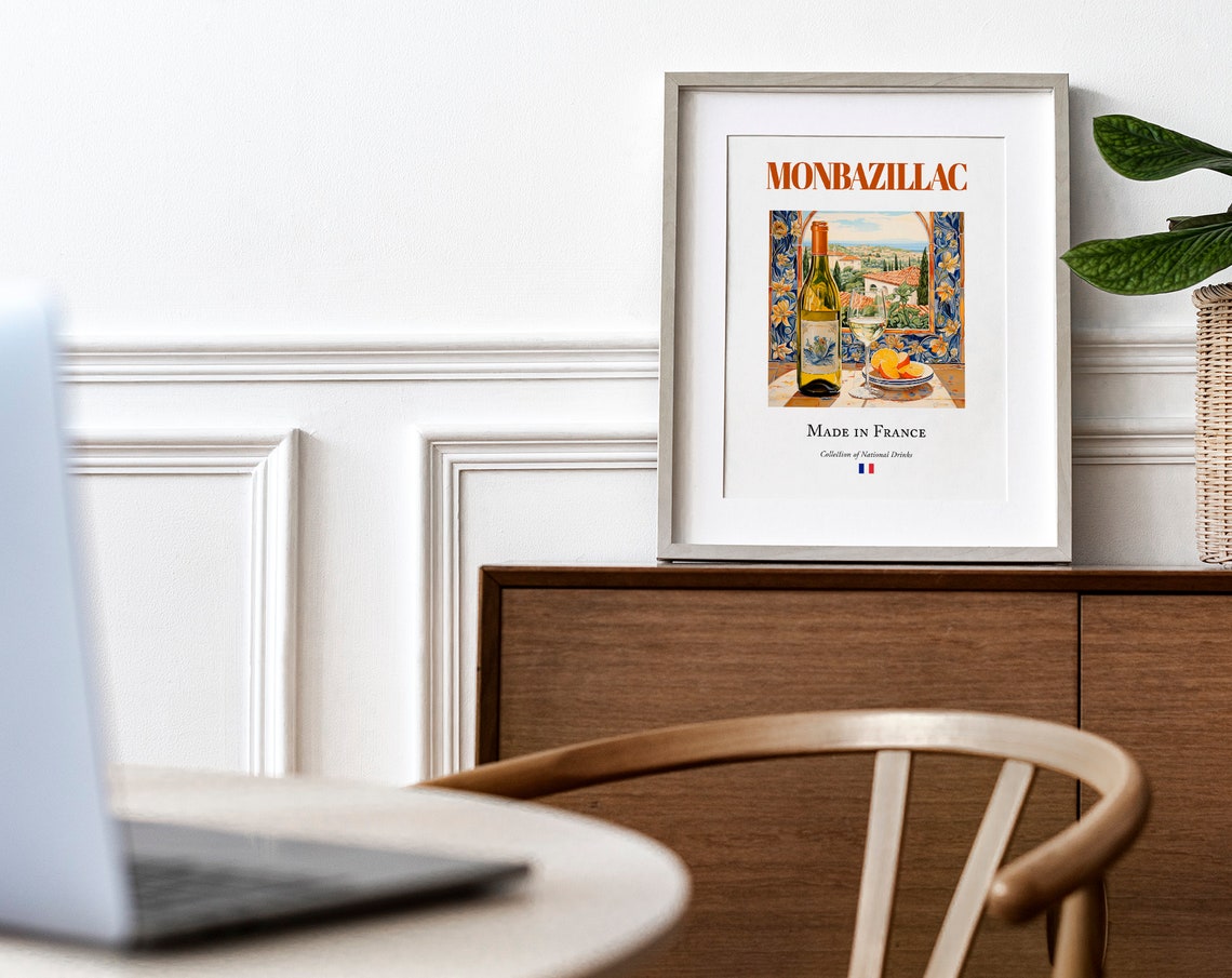 Monbazillac Wine on Maiolica Tile, Dordogne Art Print - Image 3
