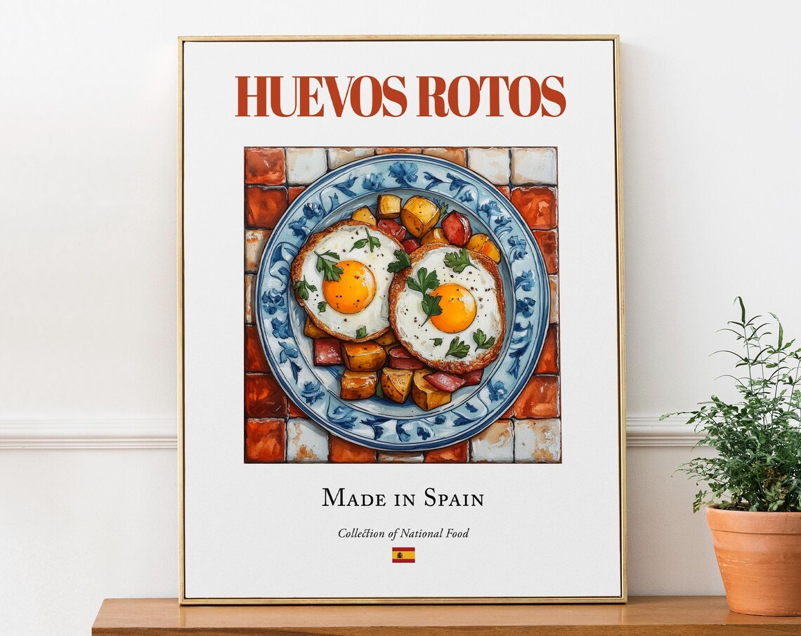 Huevos Rotos Spanish National Food Traditional Kitchen Wall Print