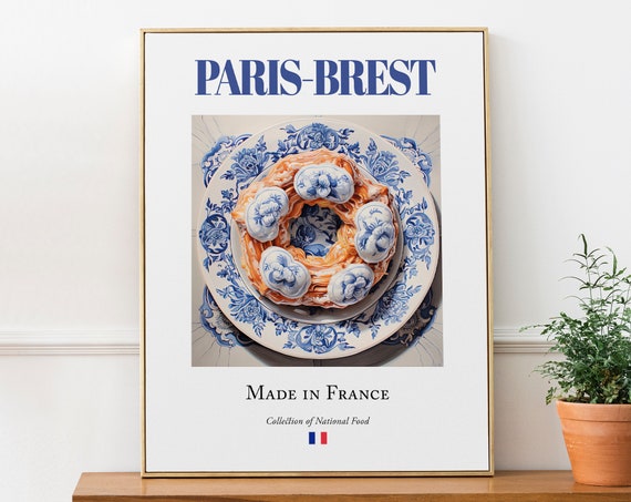 Paris-Brest on Maiolica Tile Plate, French Food Art