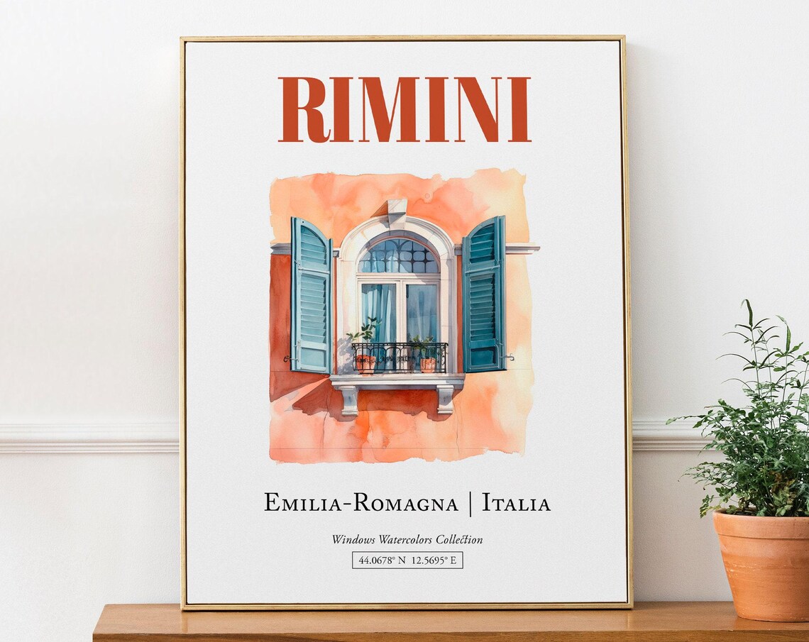 Rimini Travel Poster, Watercolor Illustration Italy