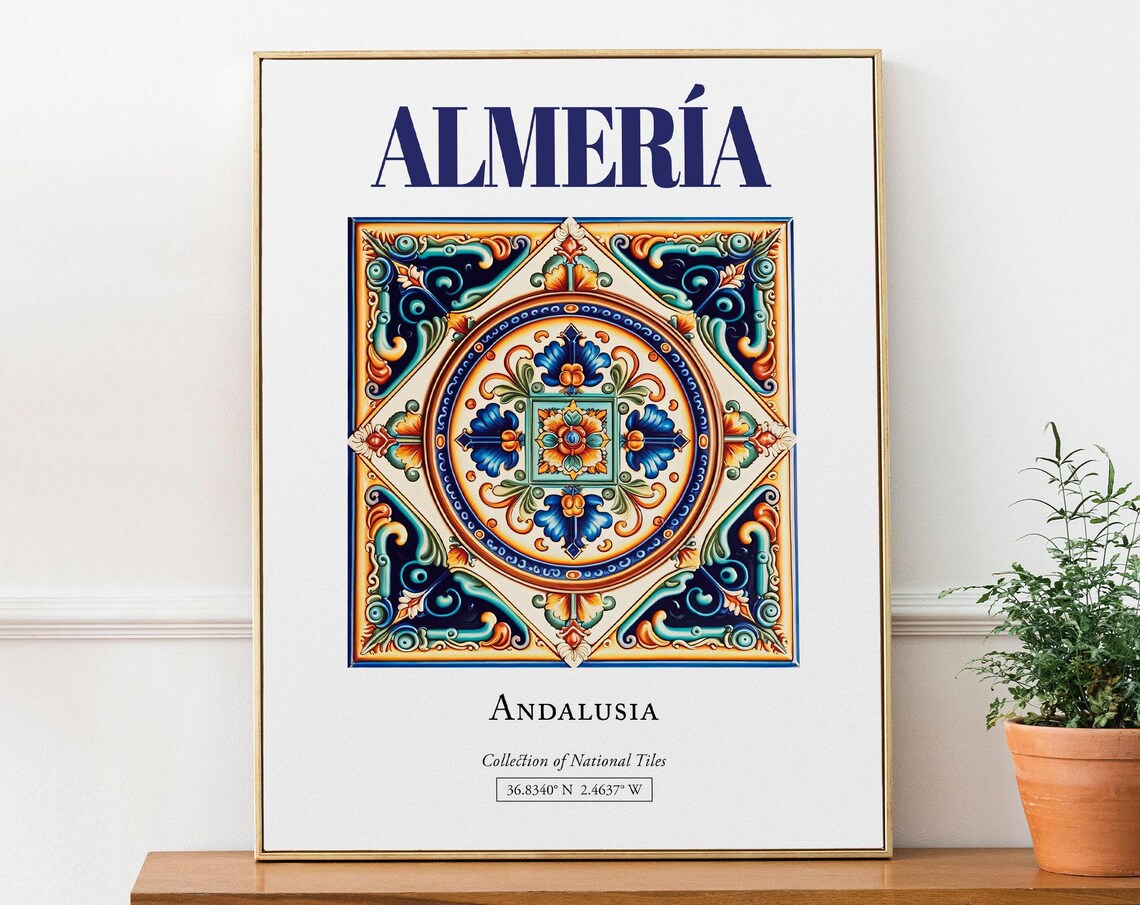 Almera Andalusia Spain Folk Tile Travel Poster
