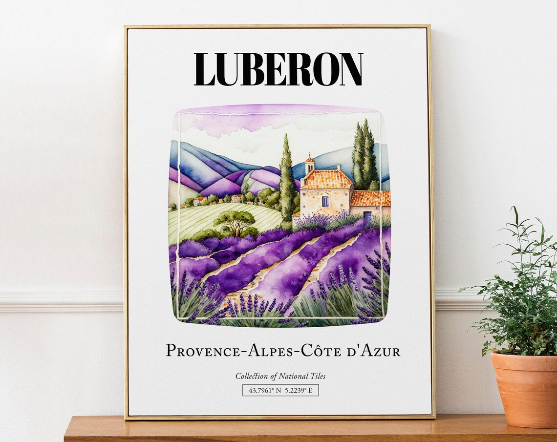 Luberon Provence Lavender Fields France Travel Poster