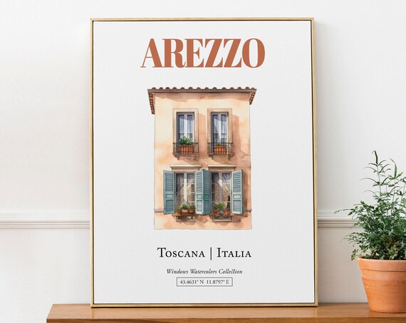 Arezzo Toscana Italia Travel Poster, Watercolor