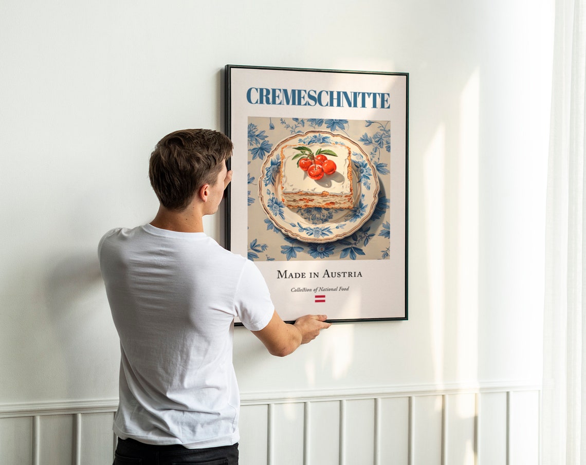 Cremeschnitte on Maiolica Tile Plate, Food Poster Print - Image 3