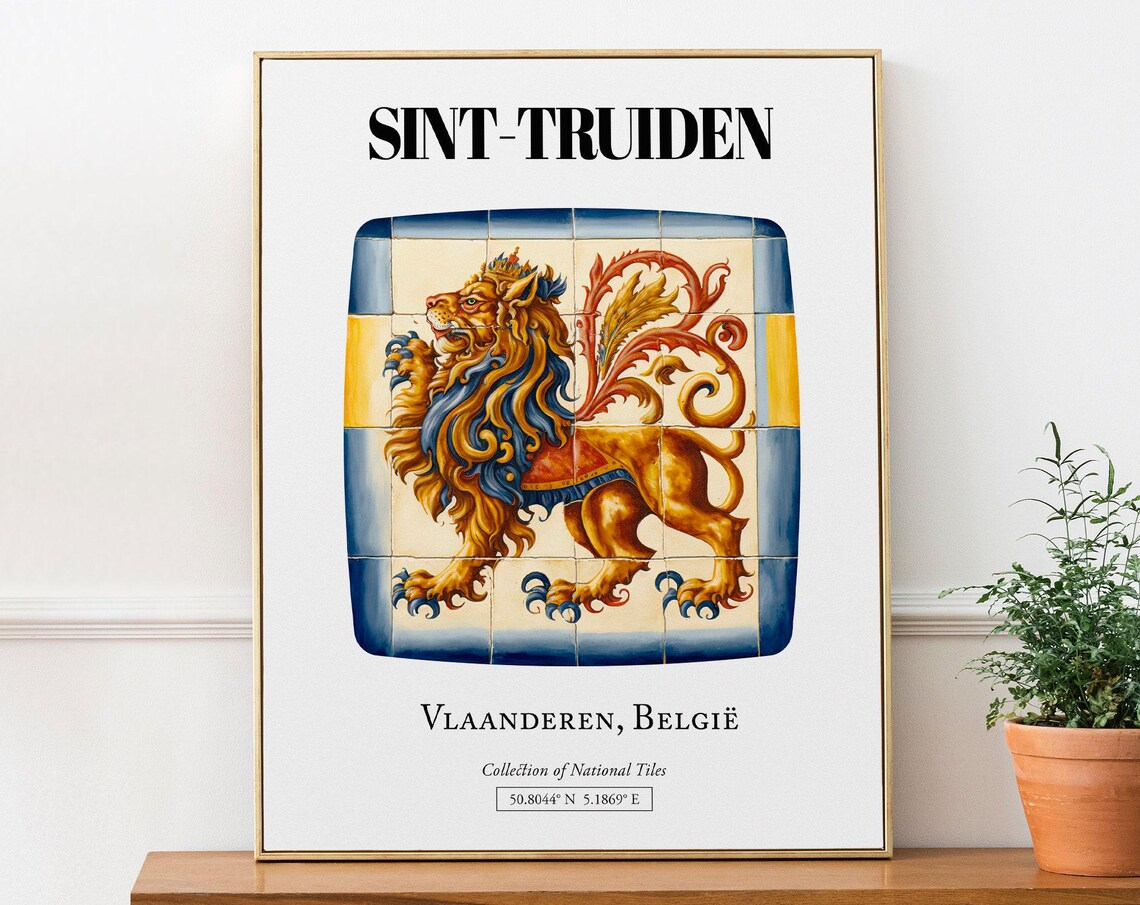 Sinttruiden Vlaanderen Belgium Tile Pattern Travel Poster
