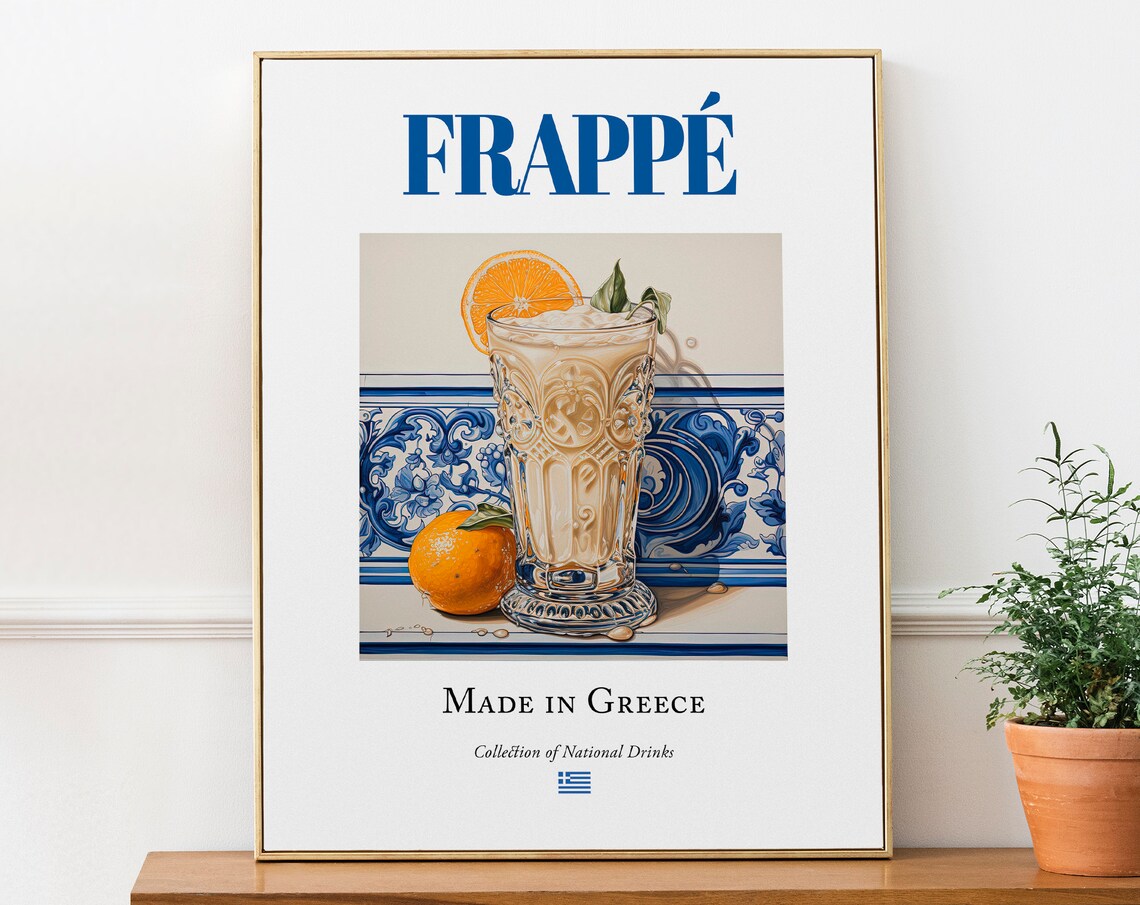 Frappe On Maiolica Tile, Traditional Greek Beverage