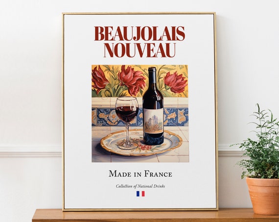 Beaujolais Nouveau Traditional Maiolica Tile Art Print