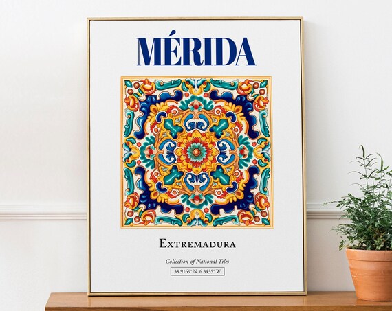Mérida Extremadura Spain Folk Tile Art Print