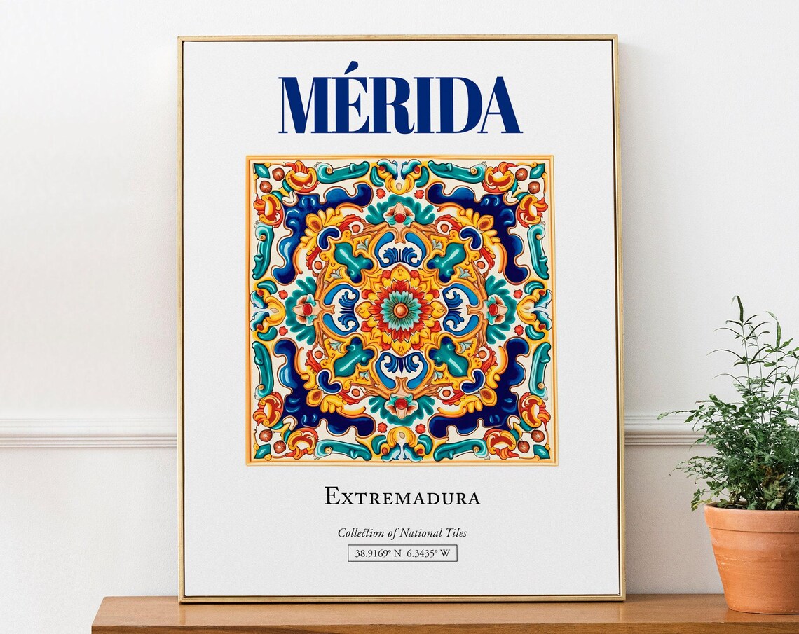 Mérida Extremadura Spain Folk Tile Art Print