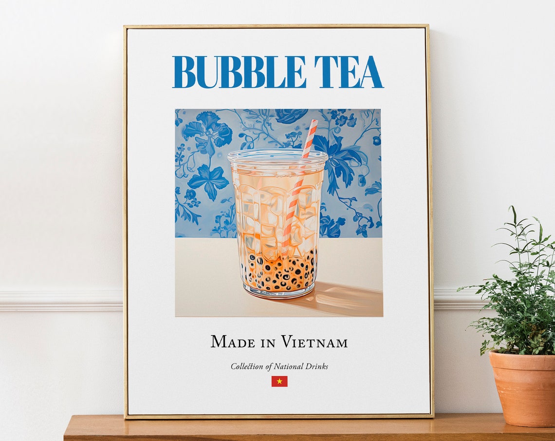 Bubble Tea on Maiolica Tile, Kitchen Bar Poster