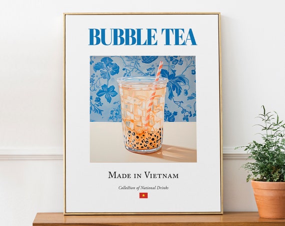 Bubble Tea on Maiolica Tile, Kitchen Bar Poster