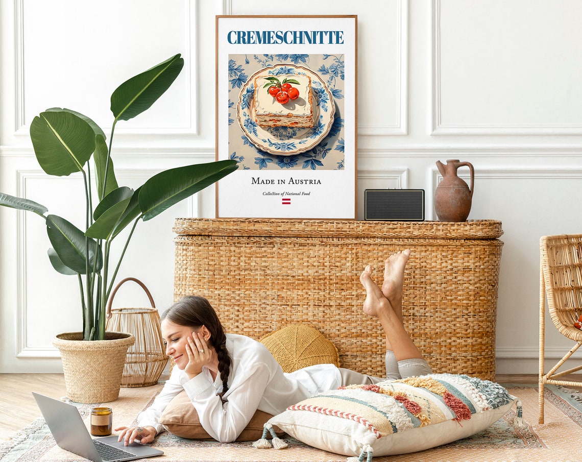 Cremeschnitte on Maiolica Tile Plate, Food Poster Print - Image 2
