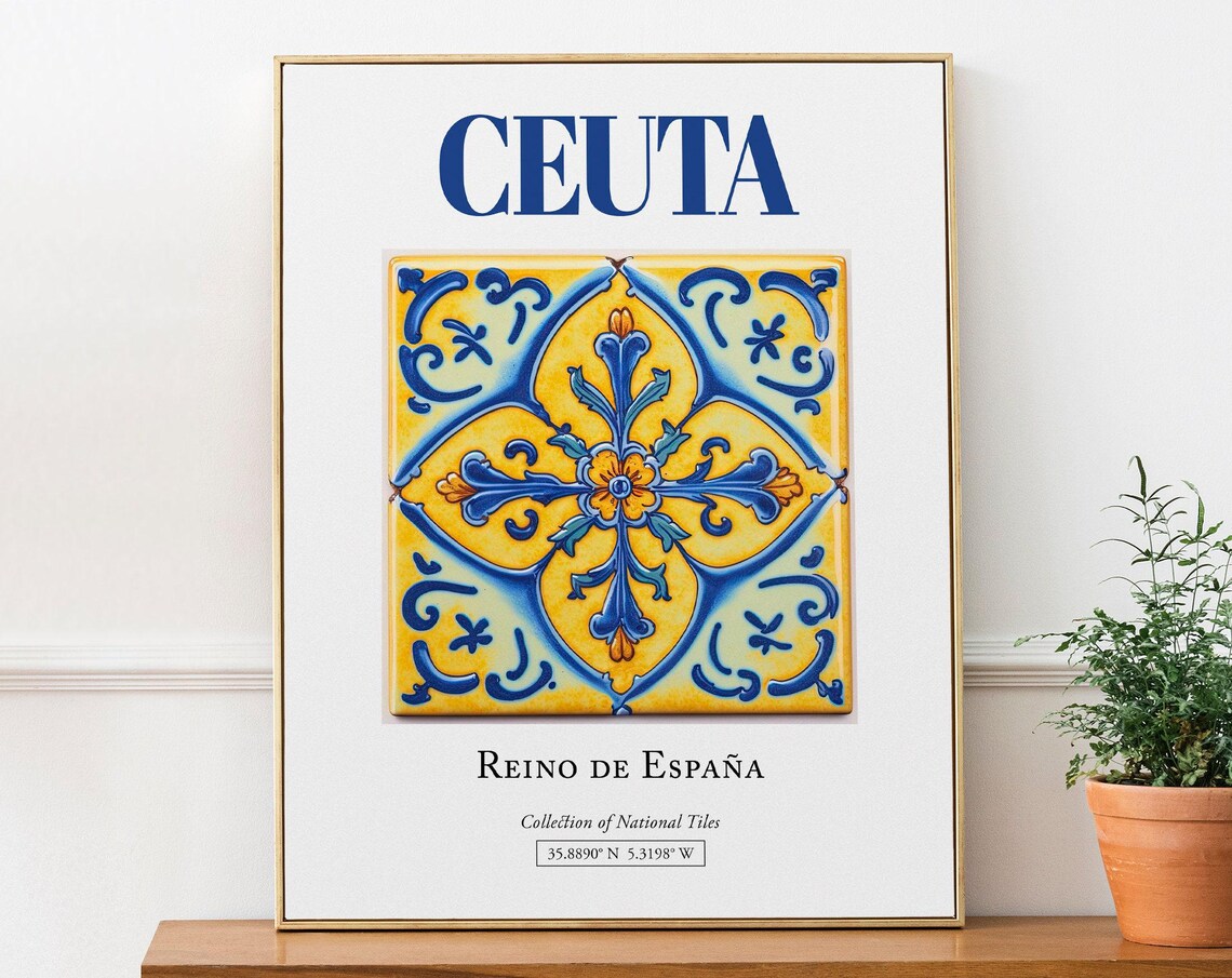 Ceuta Spain Minimalist Tile Travel Poster