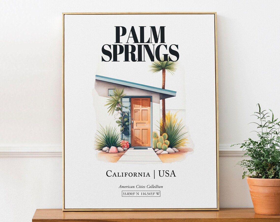 Palm Springs USA Minimalist Watercolor Travel Poster