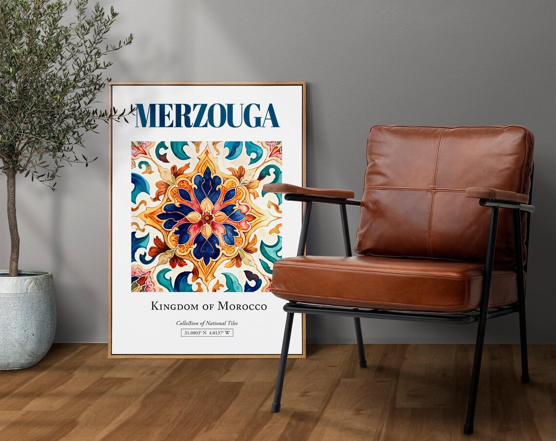 Merzouga Morocco Folk Traditional Tile Poster