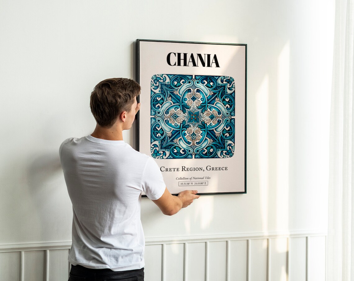 Chania Enchanting Tile Art Poster, Cretan Charm - Image 3