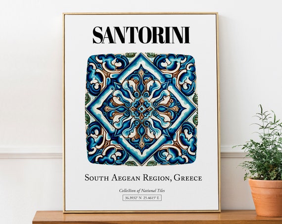 Santorini Enchanting Tile Art Poster