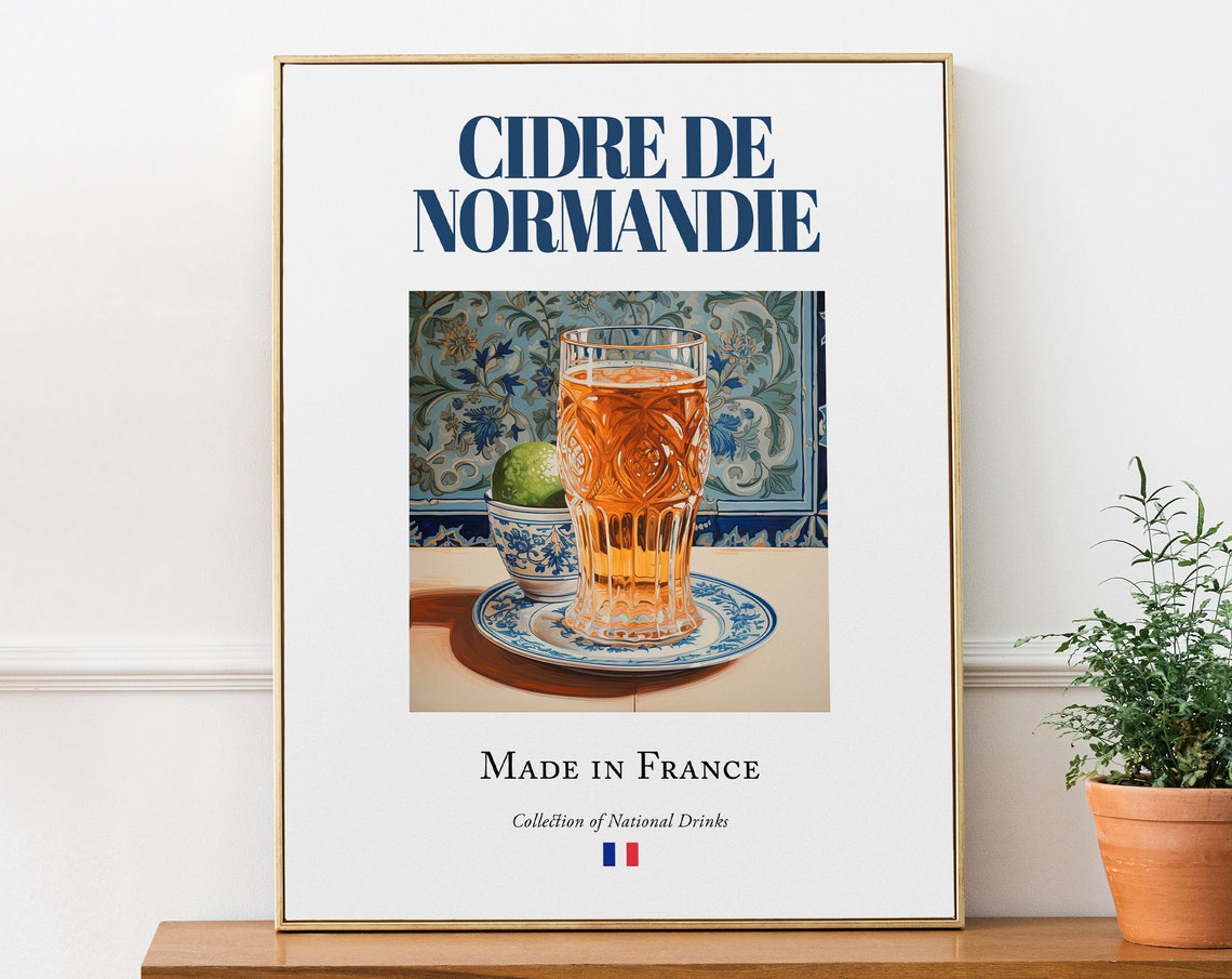 Cidre De Normandie on Maiolica Tile, French Beverage Art Print