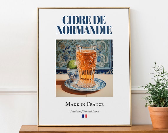 Cidre De Normandie on Maiolica Tile, French Beverage Art Print